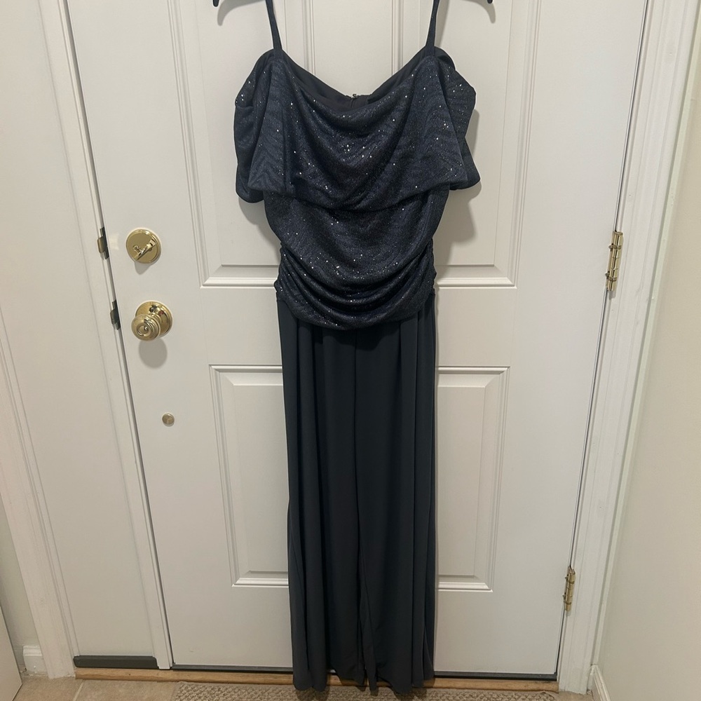 R&M Richards Charcoal Gray Dressy Jumpsuit Size 14 Tall